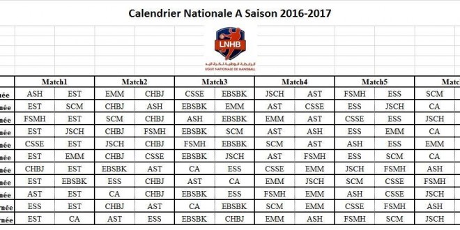 calendrier nationale A 16-17